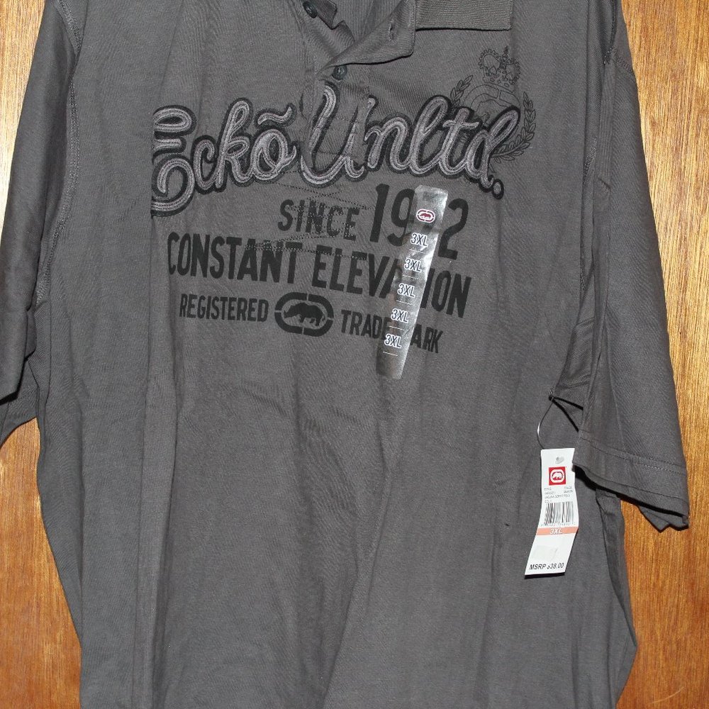 NWT Mens Ecko Unlimited SS Shirt 2 buttons  Granite 3XL